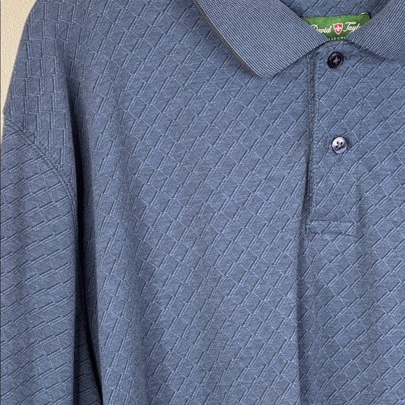 David Taylor Men's XXXLT Diamond Pattern Navy Blue Classic Polo Shirt - Picture 4 of 7